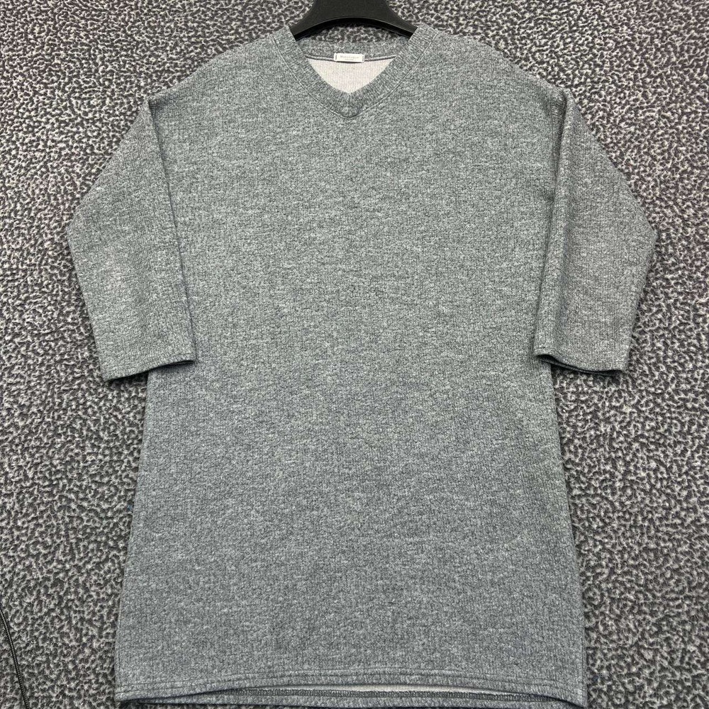 Monologue Sweater Women Extra Large Gray Knit 3/4 Sleeve V Neck XL